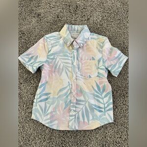 Pastel Leaf Print Kids Button Down Shirt